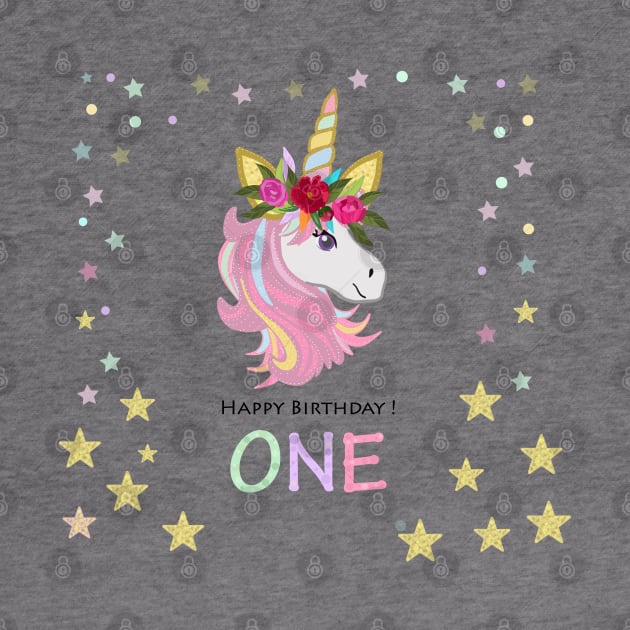 First birthday. One. Unicorn Birthday invitation. Party invitation by GULSENGUNEL